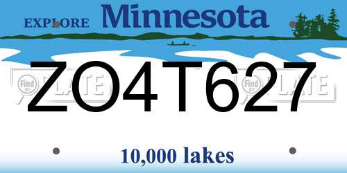 ZO4T627 Minnesota License Plate