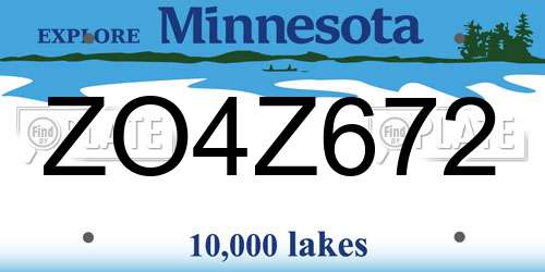 ZO4Z672 Minnesota License Plate