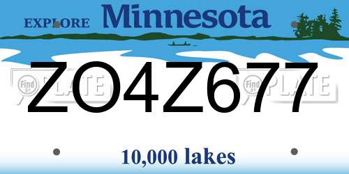 ZO4Z677 Minnesota License Plate