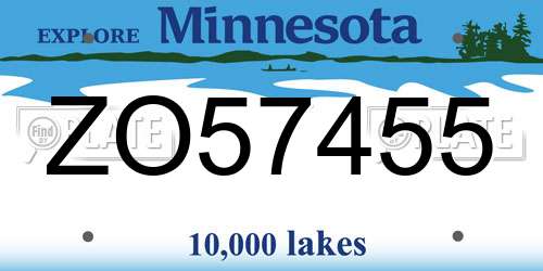 ZO57455 Minnesota License Plate