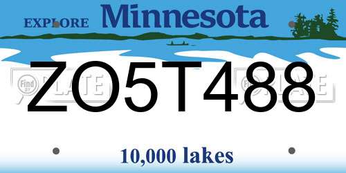 ZO5T488 Minnesota License Plate