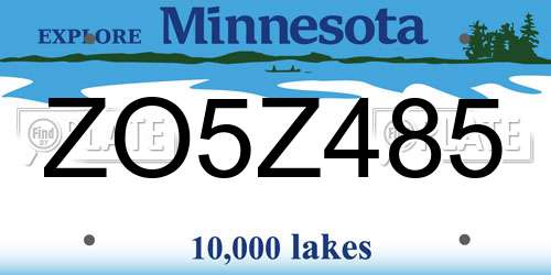 ZO5Z485 Minnesota License Plate