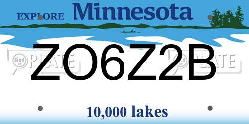 ZO6Z2B Minnesota License Plate