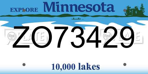 ZO73429 Minnesota License Plate