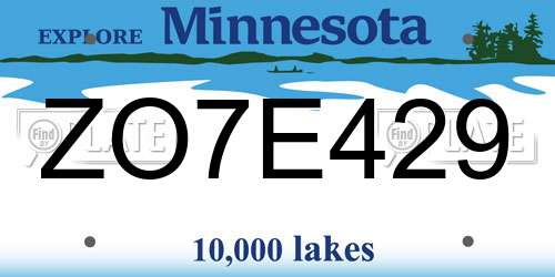 ZO7E429 Minnesota License Plate