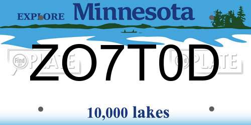 ZO7T0D Minnesota License Plate