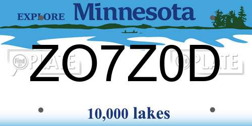 ZO7Z0D Minnesota License Plate