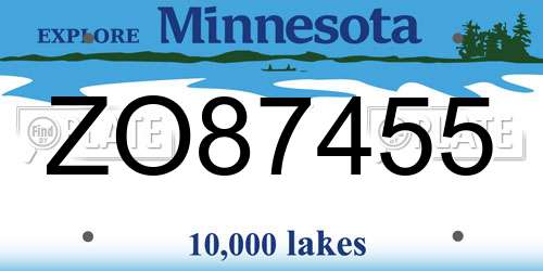ZO87455 Minnesota License Plate