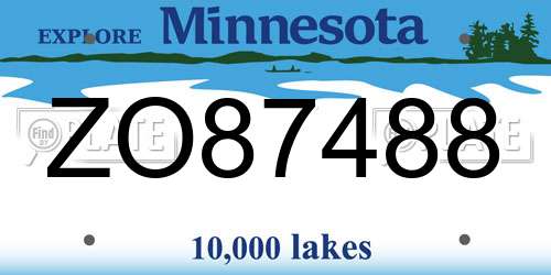 ZO87488 Minnesota License Plate