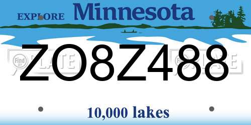 ZO8Z488 Minnesota License Plate