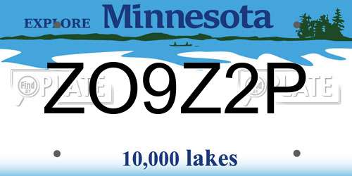 ZO9Z2P Minnesota License Plate