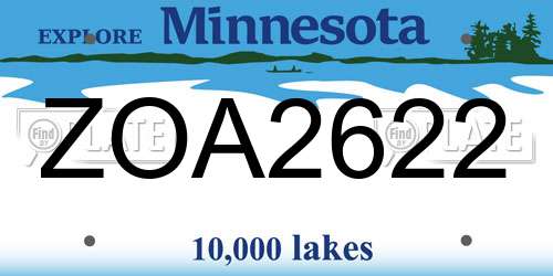 ZOA2622 Minnesota License Plate