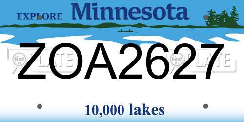 ZOA2627 Minnesota License Plate