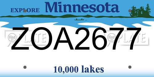 ZOA2677 Minnesota License Plate