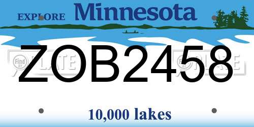 ZOB2458 Minnesota License Plate