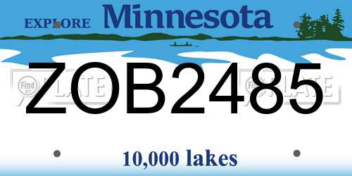 ZOB2485 Minnesota License Plate