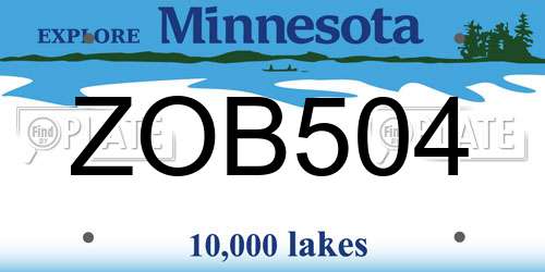 ZOB504 Minnesota License Plate