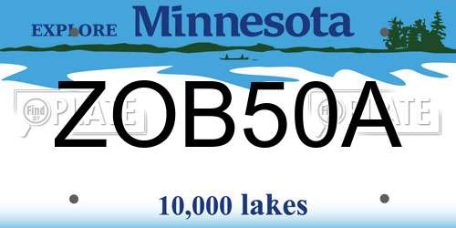 ZOB50A Minnesota License Plate
