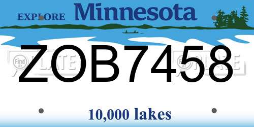 ZOB7458 Minnesota License Plate