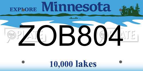 ZOB804 Minnesota License Plate