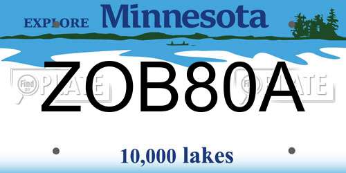 ZOB80A Minnesota License Plate