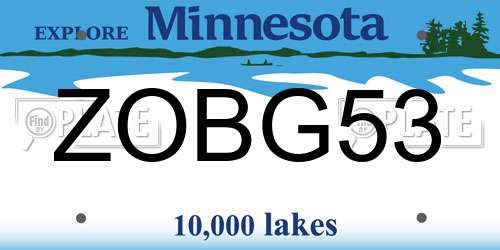ZOBG53 Minnesota License Plate