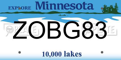 ZOBG83 Minnesota License Plate