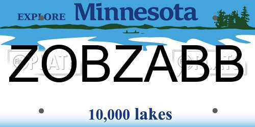 ZOBZABB Minnesota License Plate