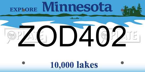 ZOD402 Minnesota License Plate