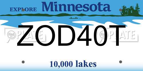 ZOD40T Minnesota License Plate