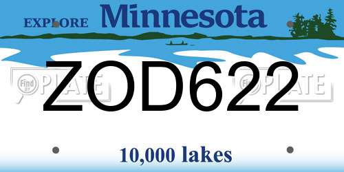 ZOD622 Minnesota License Plate