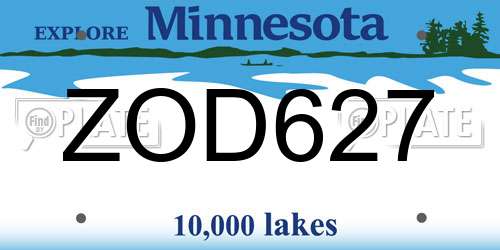 ZOD627 Minnesota License Plate