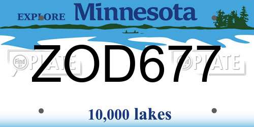 ZOD677 Minnesota License Plate