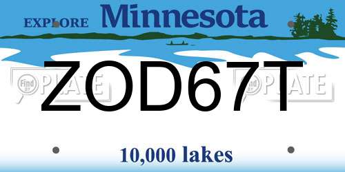ZOD67T Minnesota License Plate