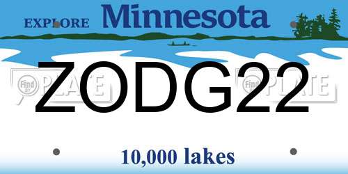 ZODG22 Minnesota License Plate