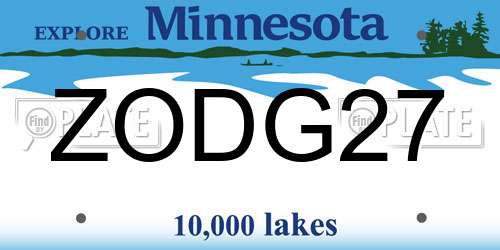 ZODG27 Minnesota License Plate