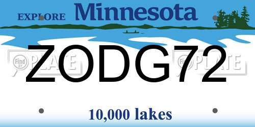 ZODG72 Minnesota License Plate