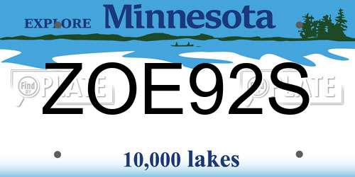 ZOE92S Minnesota License Plate