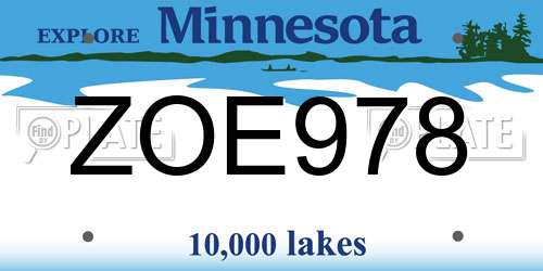 ZOE978 Minnesota License Plate