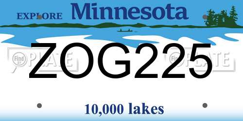 ZOG225 Minnesota License Plate