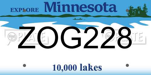 ZOG228 Minnesota License Plate