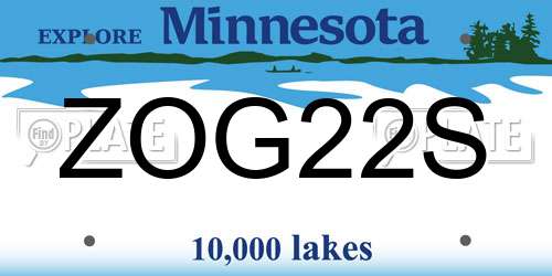 ZOG22S Minnesota License Plate