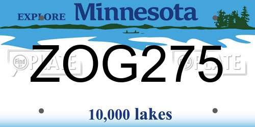 ZOG275 Minnesota License Plate