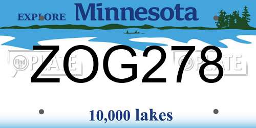 ZOG278 Minnesota License Plate