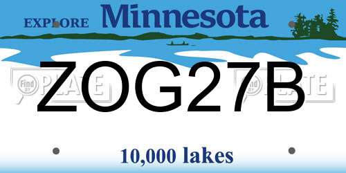 ZOG27B Minnesota License Plate