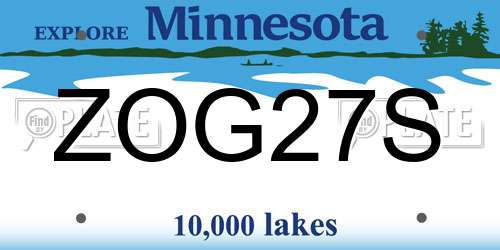 ZOG27S Minnesota License Plate