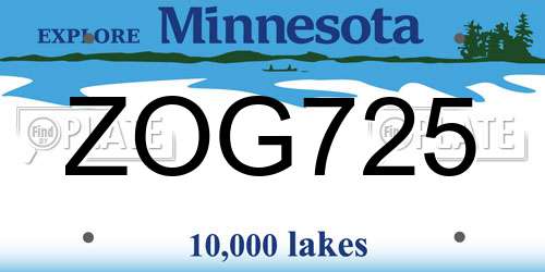 ZOG725 Minnesota License Plate