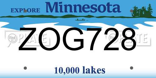 ZOG728 Minnesota License Plate