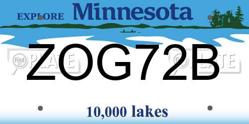 ZOG72B Minnesota License Plate