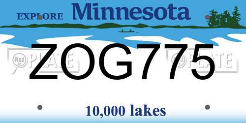 ZOG775 Minnesota License Plate